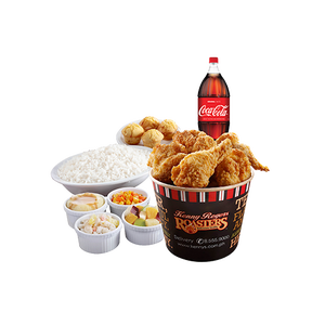 8 pieces Bucket of OMG Unfried Fried Chicken with 4 Regular Side Dishes, muffins & drink