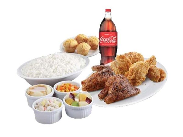 4 pieces of OMG Unfried Fried Chicken, 4 Regular Side Dishes, 4 Muffins,4 Rice, and 1.5l Drink