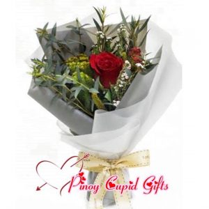 1 Imported Ecuadorian Red Rose in a hand bouquet
