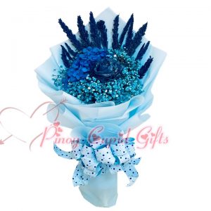 Everlasting Dried Blue Bouquet 07