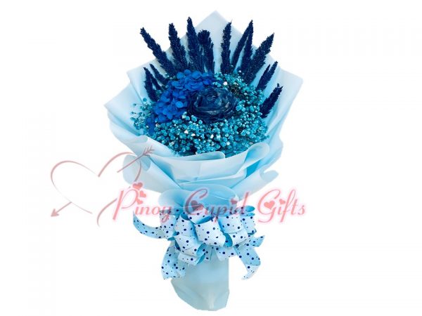 Everlasting Dried Blue Bouquet 07