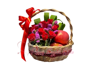 Basket of flower + 3 apples