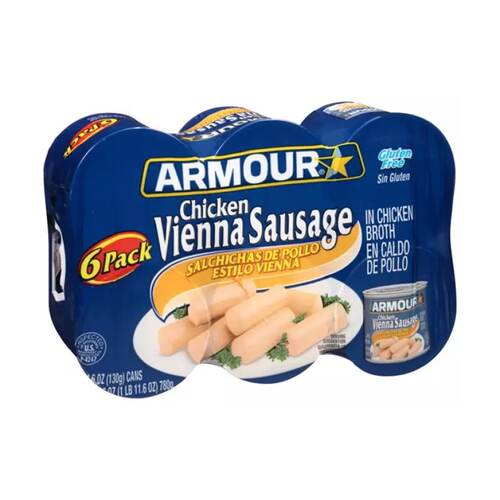 Armour Chicken Vienna Sausage in Chicken Broth 6 x 130.4g
