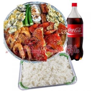 Sea Food Fiesta Bilao with rice platter & coke