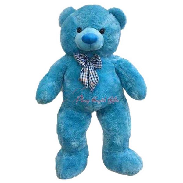 4FT Neck-Bow Teddy Bear-Blue