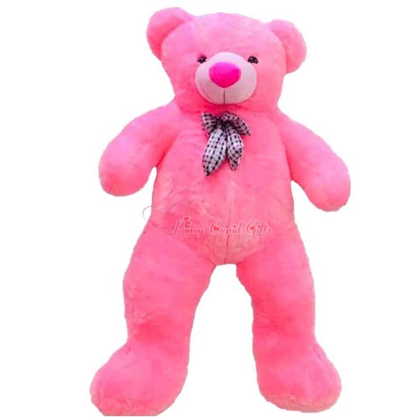 4FT Neck-Bow Teddy Bear-Light Pink
