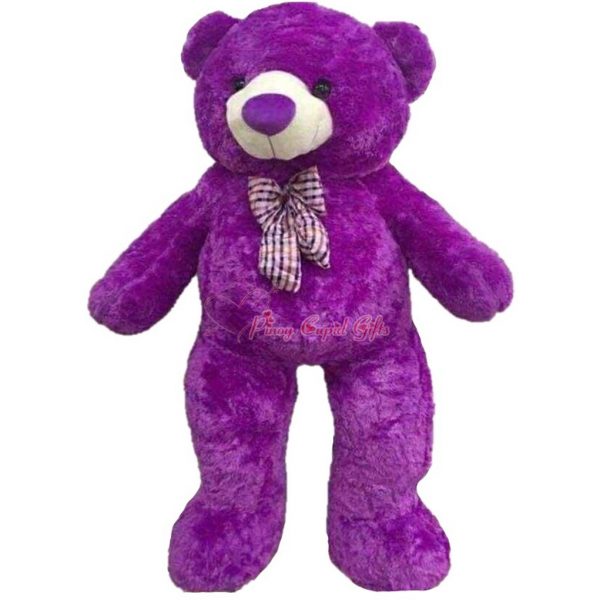 4FT Neck-Bow Teddy Bear-Violet