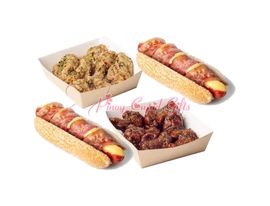 2 Cheesy-Bacon Hotdogs, 6pcs Parmesan Wings, 6pcs Sriracha Wings