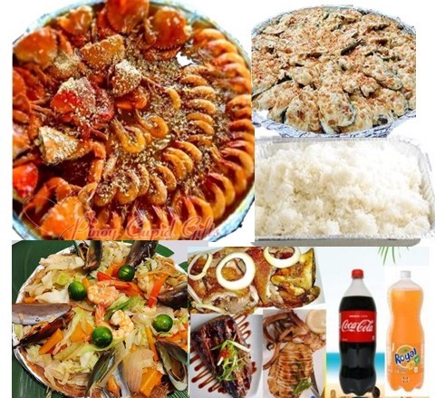 Seafood Family Meal: Crib & Shrimp Bilao, Pancit, Tahong Bilao, Grilled Seafoods