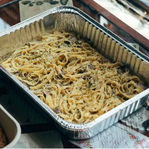 Fettucine noodles pasta in cream and truffle oil