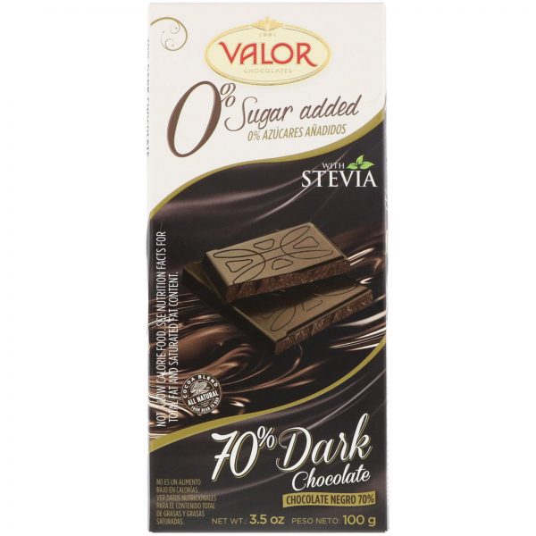 Valor 0% Sugar Added 70% Dark Choco, 100g