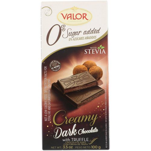 Valor 0% Sugar Added Creamy Dark Choco with Truffle, 100g