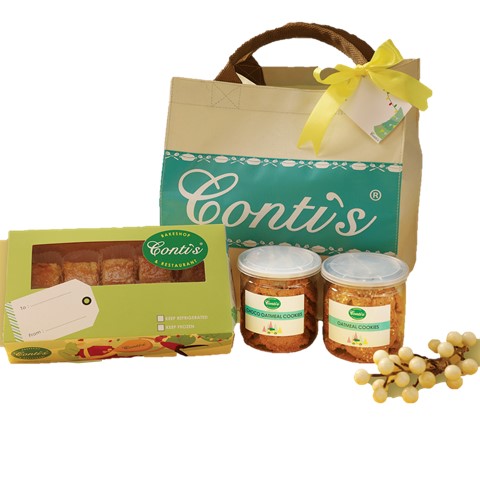 Conti's Holiday Gift Set A (1  Choco Oatmeal Cookies, 1 Oatmeal Cookies, Half-Box Lemon Squares)