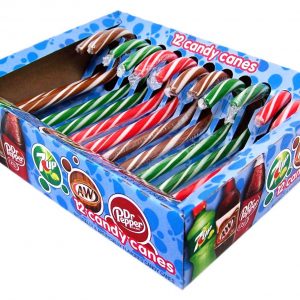 Dr. Pepper, 7 Up, and A&W Flavored Christmas Candy Cane, Pack of 12