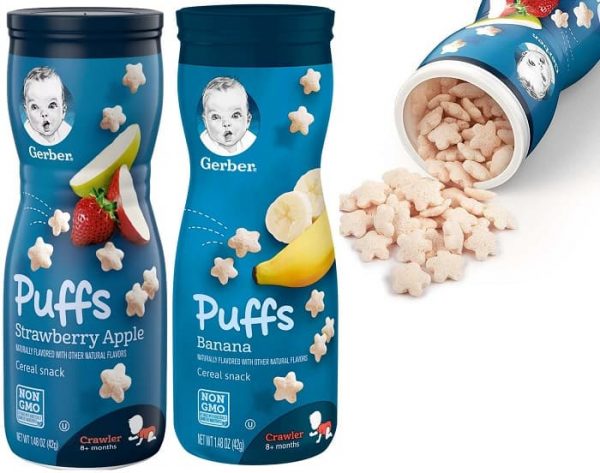 Gerber Puffs Cereal Snacks; Banana & Strawberry/Apple42gx2