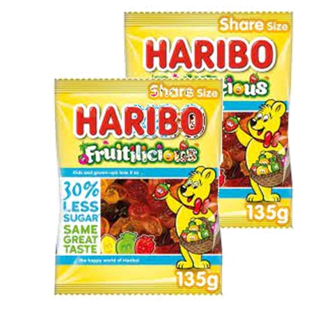Haribo Fruitilicious Gummy Candy 135g x2