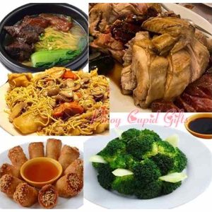 North Park Roast Platter, Chow Mein, Nanking Beef noodles, Shanghai rolls, Broccoli