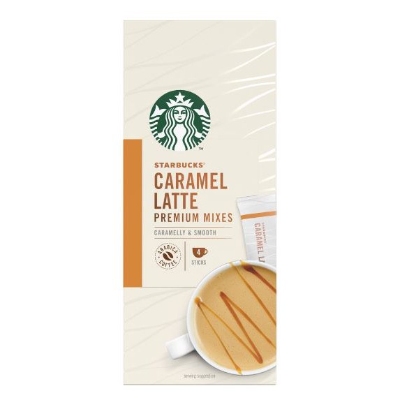 STARBUCKS Caramel Latte Premium Coffee Mix, 86g Box of 4 x 21.5g Sticks