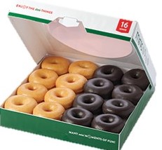 8 pcs Original Glazed and 8 pcs. mini Dark Choco Glaze doughnuts by Krispy kreme