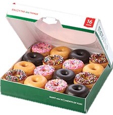  16 pcs. assorted mini krispy Kreme doughnuts.