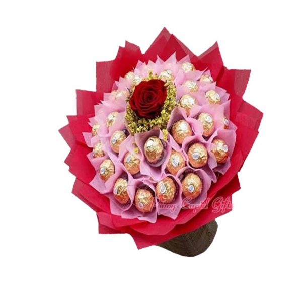 30pcs Ferrero Bouquet with Rose-