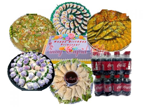 Food Package 01 (pancit bihon, kimbab, seafood, fresh lumpia, palitaw, coke)