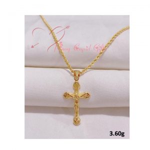 men's 18k, 3.60g Saudi gold cross necklace