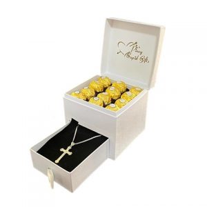 Romantic Box with ferrero and Men's crucifix necklace