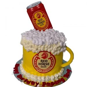 red horse-themed birthday cake