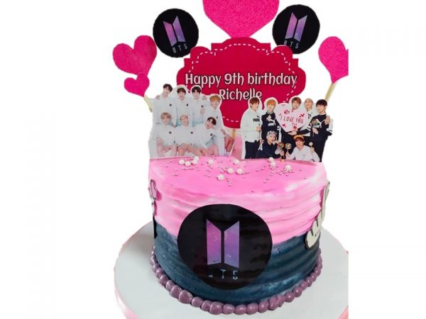BTS-Themed Pink Cake