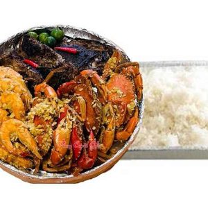 Crab, Shrimp, and Tuna PangaBilao Tuna Panga plus Steamed Rice Platter
