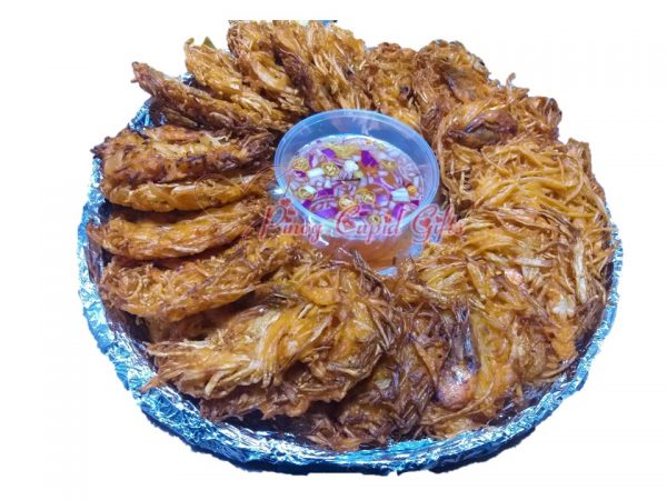 Filipino Okoy (Shrimp Fritters) in Bilao