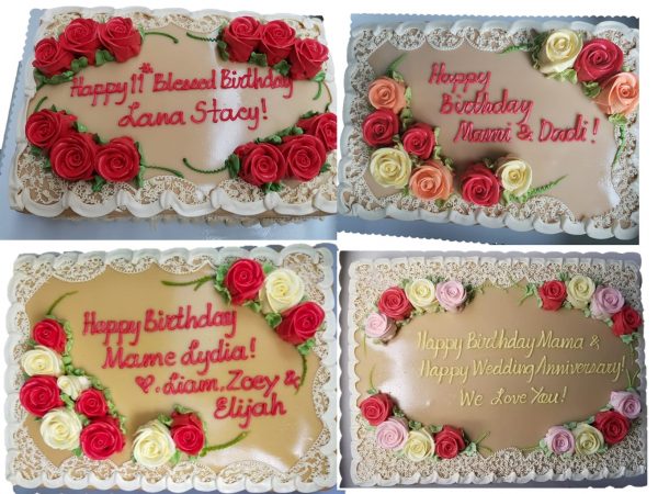 Estrel's Caramel rectangle cakes with fillings and roses