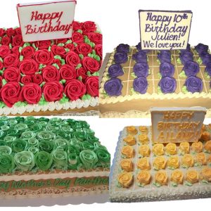 Estrel's caramel rectanglecakes with fillings and full roses