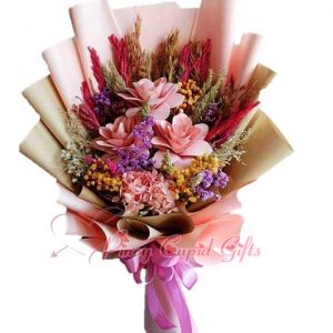 assorted dried flowers in bouquet