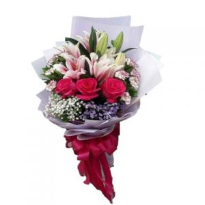 Mixed flowers Bouquet; roses, carnations, lillies
