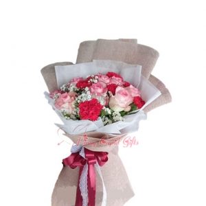 Mixed Imported Pink Roses and Carnations