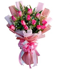 1 Dozen Pink Roses Bouquet
