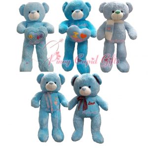 3FT BLUE TEDDY BEAR.-