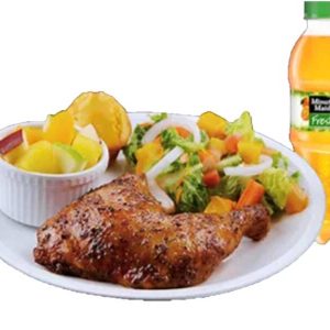 1 Quarter Classic Roasted Chicken, Kani and Mango Salad (Solo), Fruit Salad, Corn Muffin and Drink