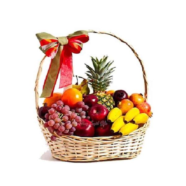 Big Fruit Basket: 1 Pineapple, 1/2 kilo Red Grapes, 5 Bananas, 5 Oranges, 5 Red Apples, 5 Pears