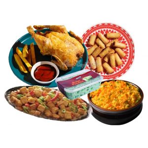 Max's Bundle F; whole regular fried chicken, chicken shanghai, sizzling tofu and java rice