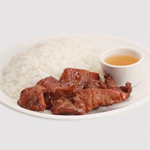 Steamed white rice and Pork Tocino meal