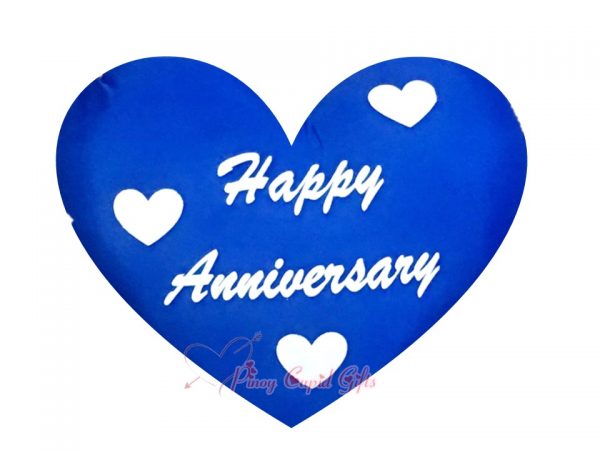 Happy Anniverary Heart Pillow - Blue