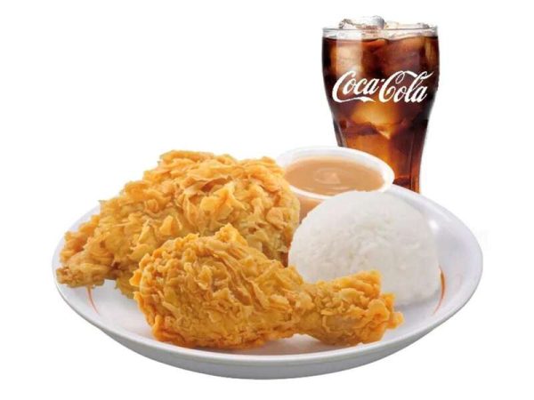 2pcs chicken + rice + drink