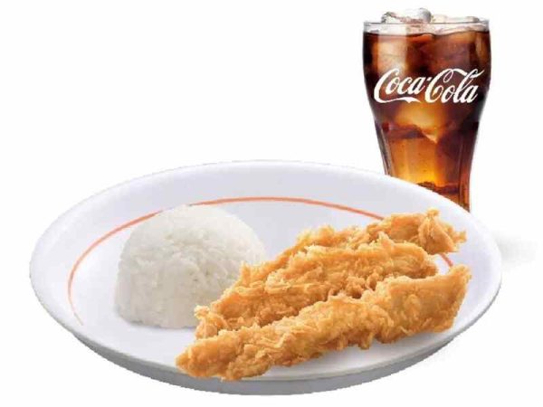 3pcs tenders with rice and regular drink-popeyes