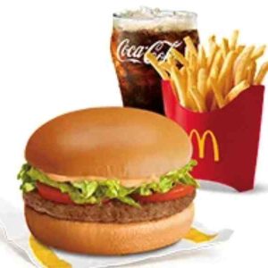 Burger Mcdo with Lettuce and Tomatoes with Medium Fries and Drink
