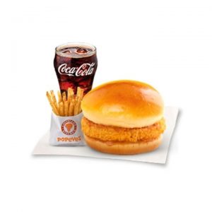 Chicken Burger + Cajun Fries + Drink by Popeyes