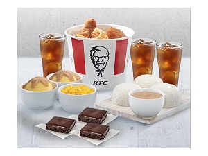 KFC 6-pc Bucket Meal with Rice Fixins Drinks and Brownies