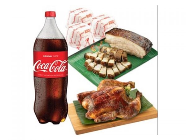 1pc Litson Manok, 1pc Liempo, 3 cups of Steamed Rice and 1 bottle of 1.5L Coca-Cola